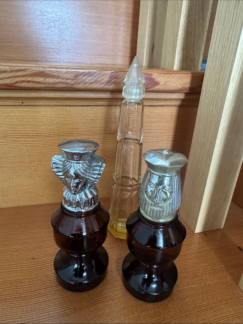 Vintage Avon Glass Decanters Set Chess King & Queen plus Rapture Decanter